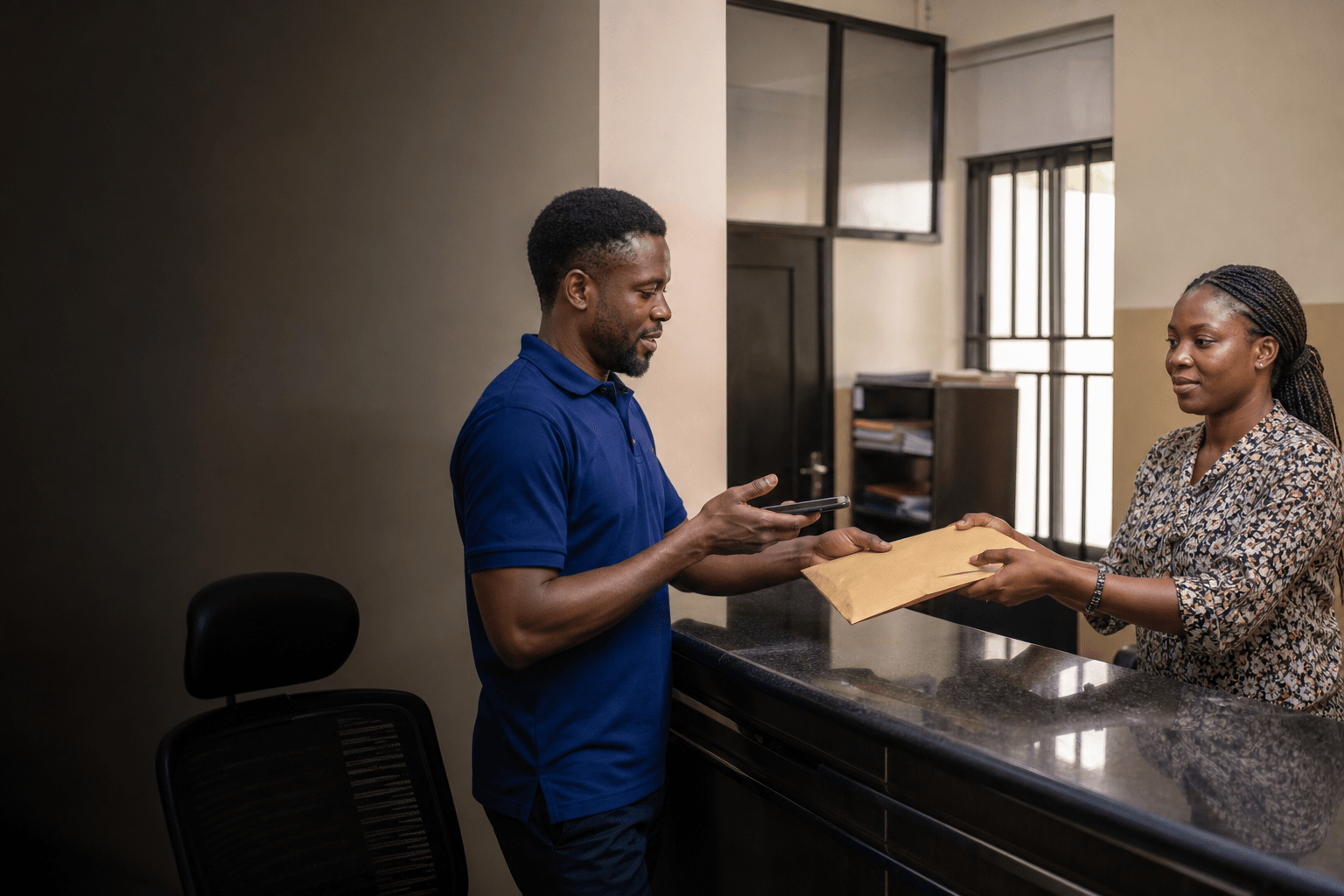 A document being collected by a trusted local agent